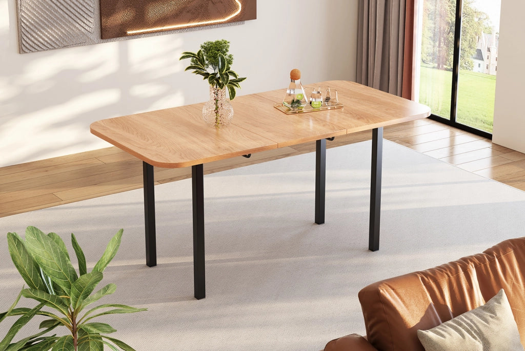 Tavolo da pranzo allungabile 120-160 cm in MDF naturale per 4-6 persone