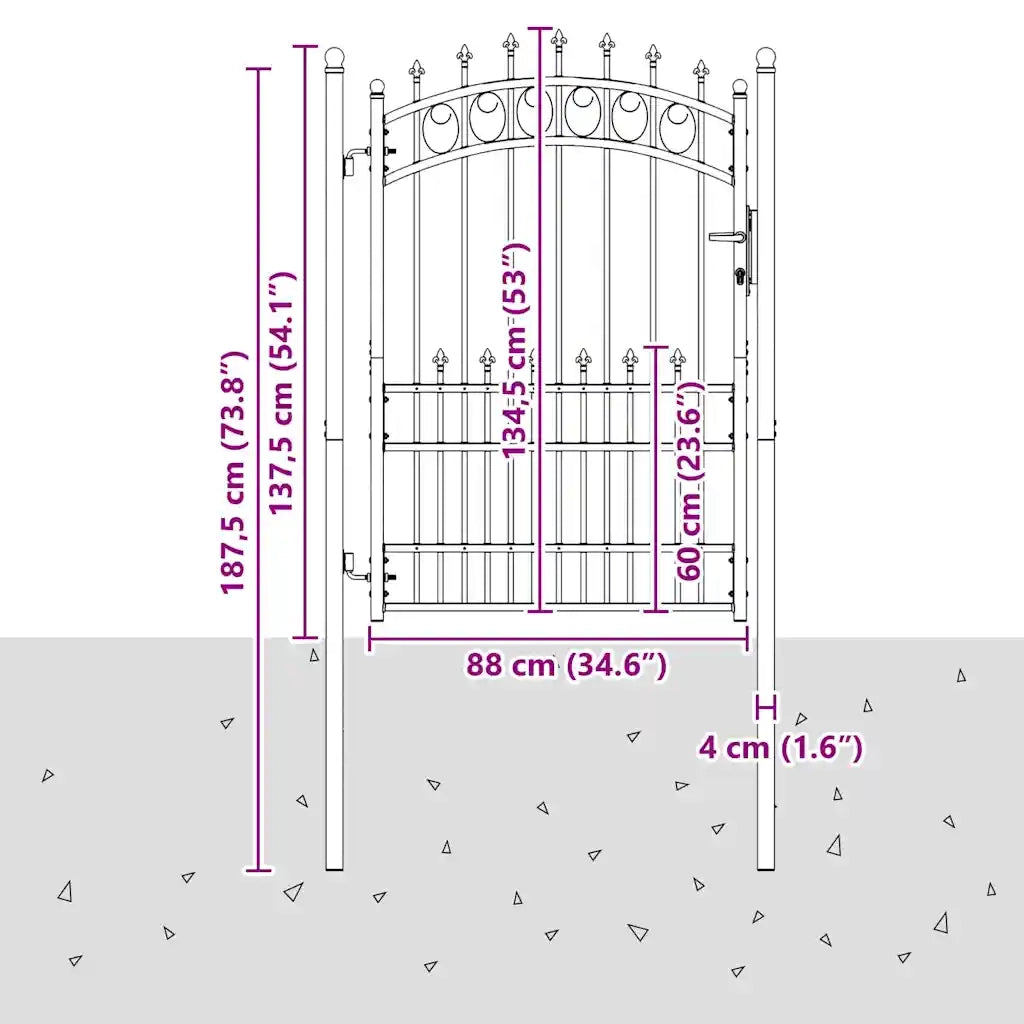 Cancello della recinzione con punte EMMEN 170 x 100 cm 42009005