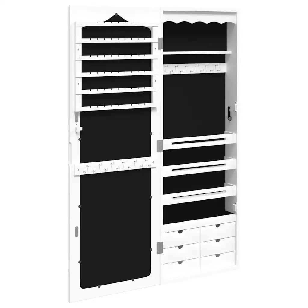 Armadio Portagioie con Specchio a Muro Bianco 37,5x10x106 cm CFW4270207