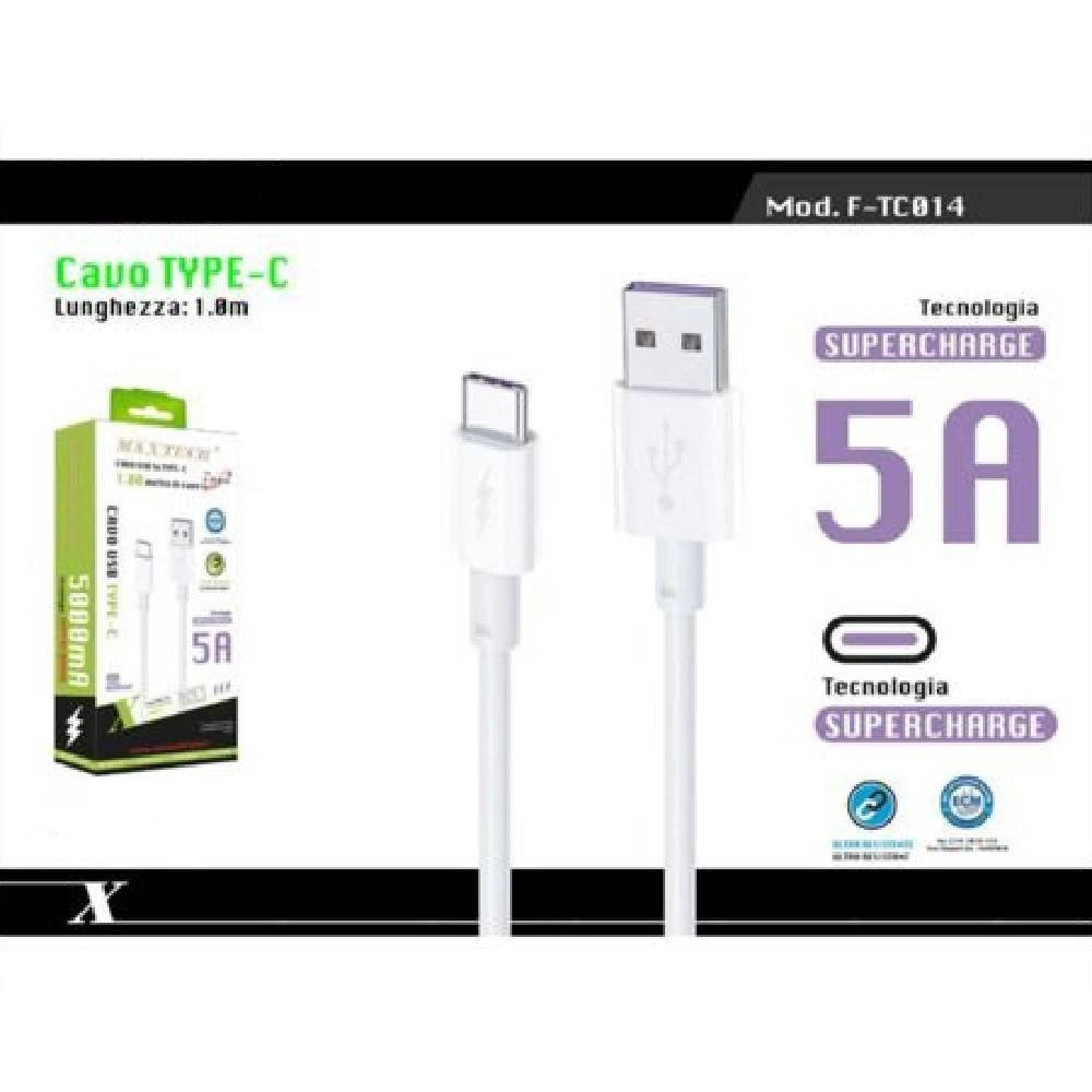 Trade Shop - Cavo Type-c 1mt Supercharge Ricarica Rapida 5a Dati Smartphone Maxtech F-tc014 -