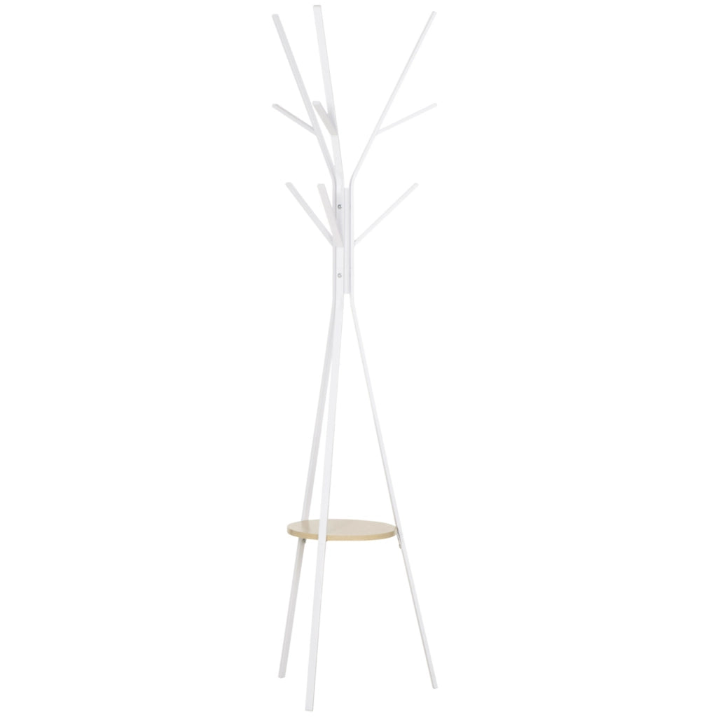 Appendiabiti in metallo bianco 45x45x180 cm con 3 barre e 8 ganci per ingresso