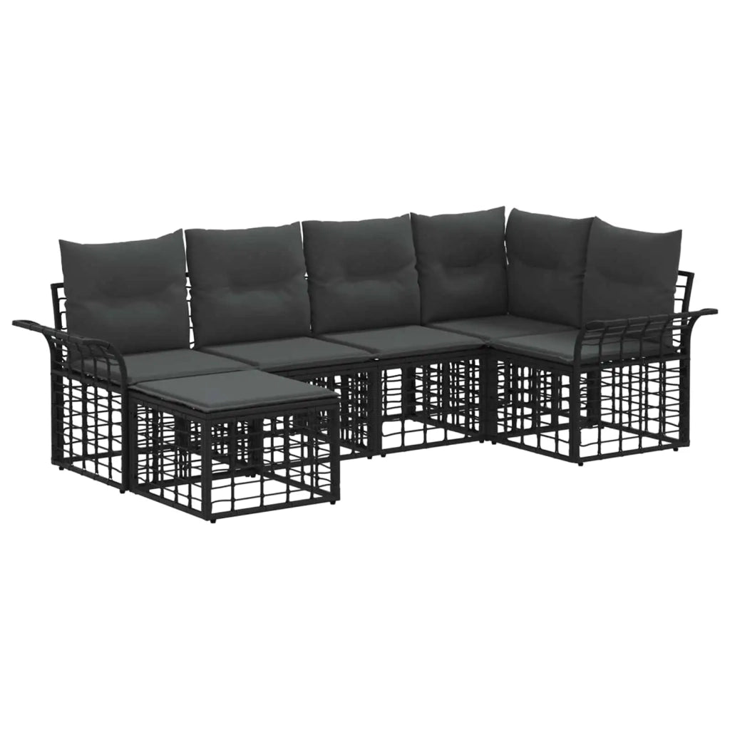 Set di divani da esterno 6 pz Nero e Grigio scuro Poliestere 3437733