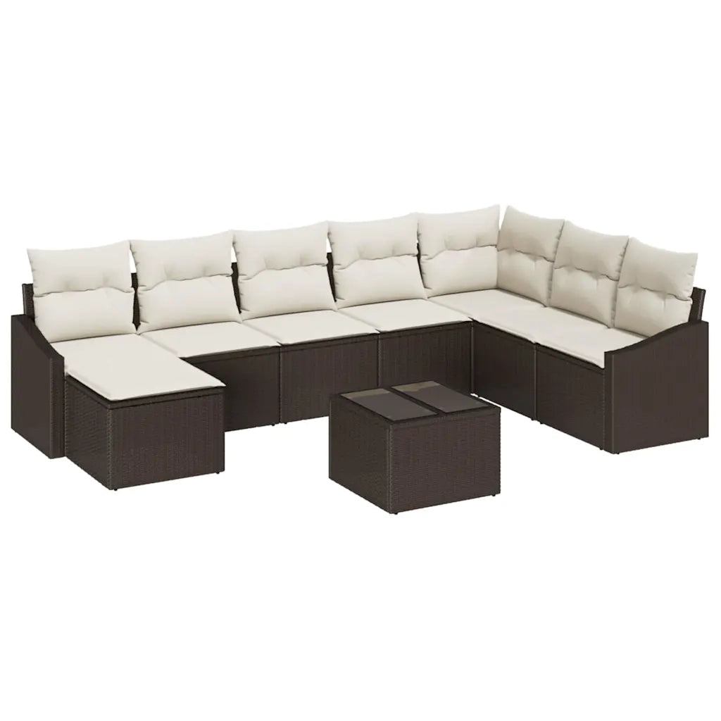 Set Divano da Giardino 8 pcs Marrone e Crema polyrattan