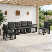 Set di divani da esterno 6 pz Nero e Grigio scuro Poliestere 3437663
