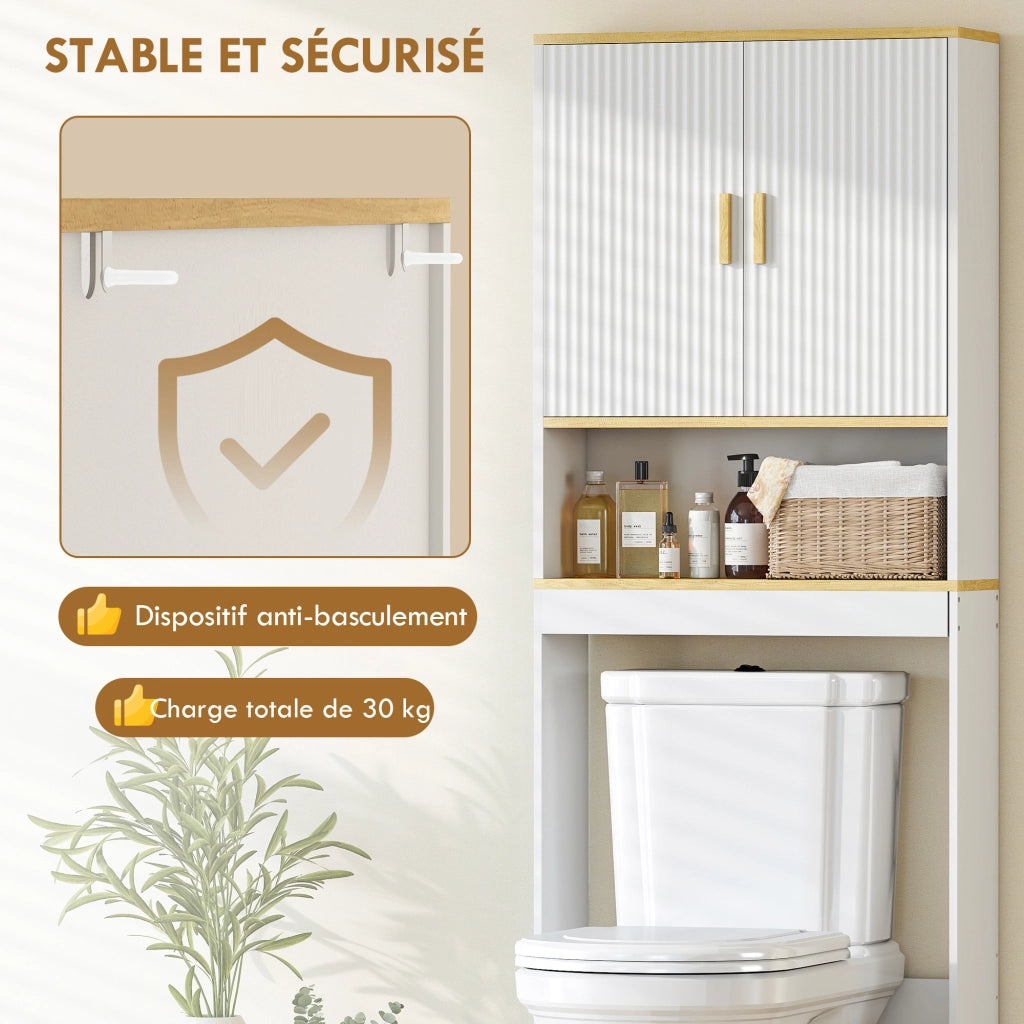 Mobile WC salvaspazio sopra toilette ¨C Xylo ¨C 3 ripiani regolabili bianco 64x20x170cm
