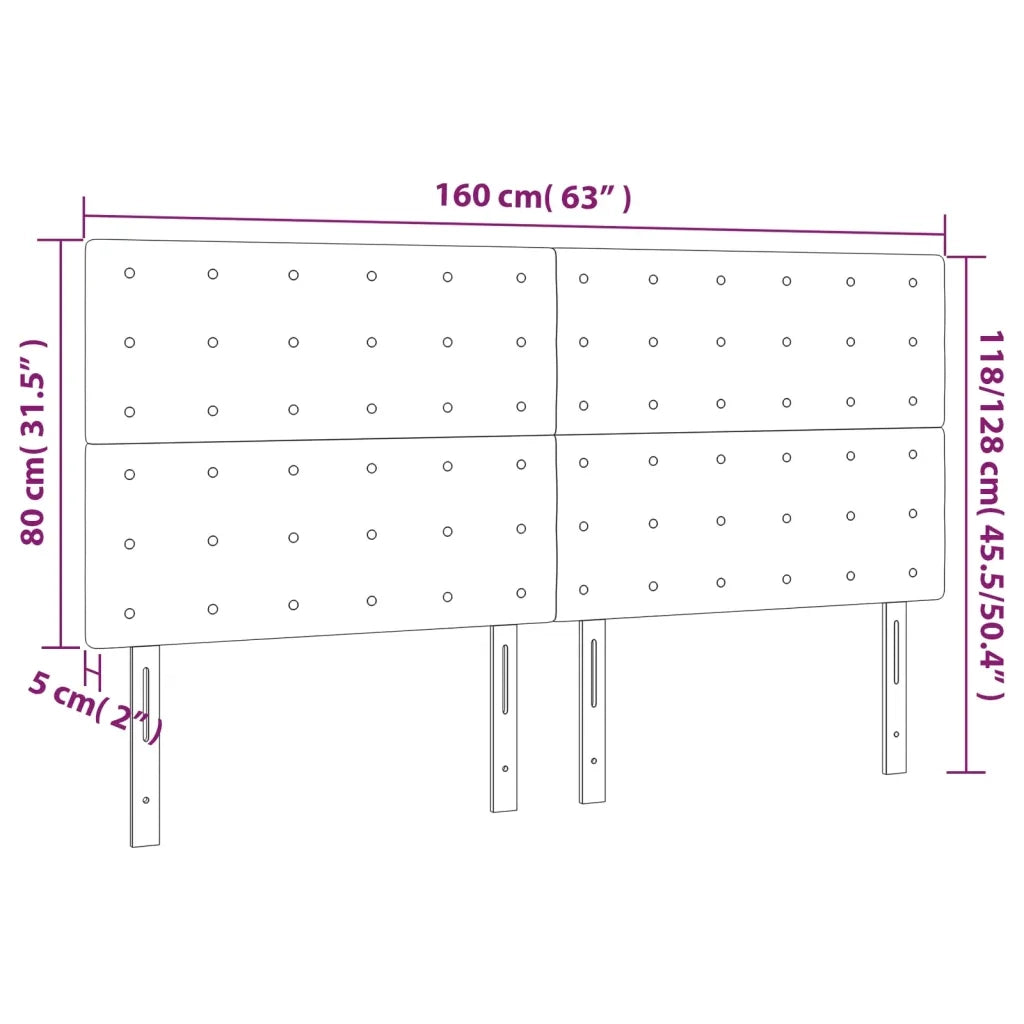 Testiera | Testata Nera 160x5x118/128 cm Tessuto