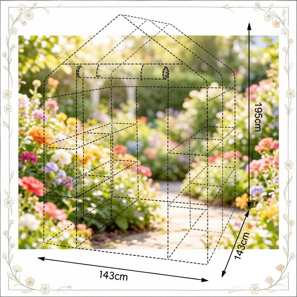 Serra a tunnel con porta frontale a cerniera per orto e terrazzo in acciaio e polietilene verde 143 × 143 × 195 cm