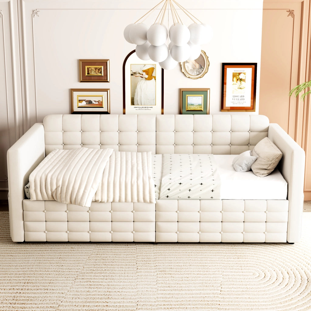 letto imbottito velluto beige 90 x 190 cm