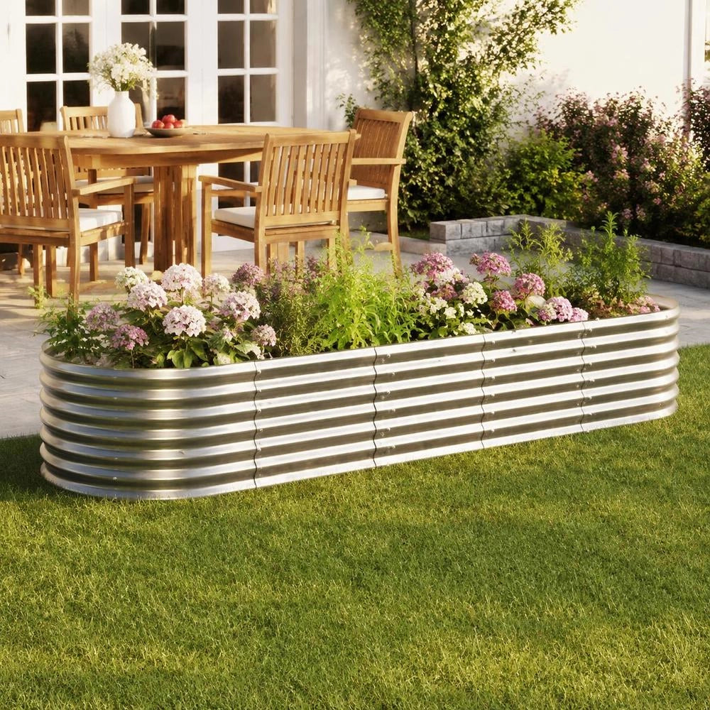 Raised Bed Galvanized Steel 224x80x36 Cm Silver