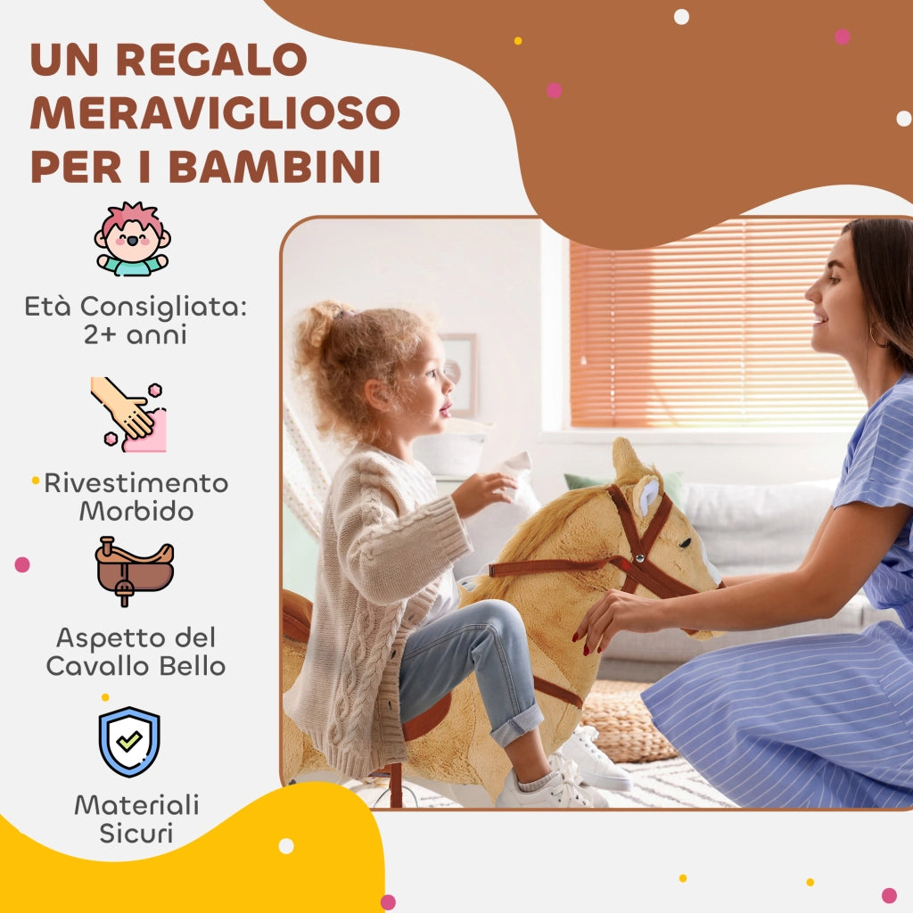Cavallo Giocattolo con Sella e Suoni ¨C Minimal ¨C 85x28x60 cm Beige