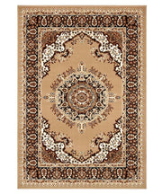 Tappeto P4480 beige cm.140x200 disegno persiano medaglione tradizionale, economico resistente facile da pulire