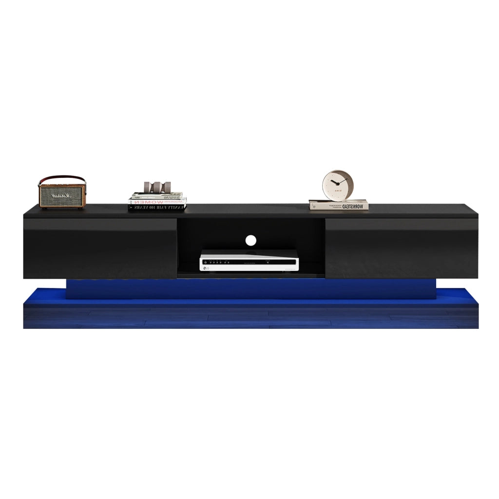 Mobile TV nero lucido 160 cm con illuminazione LED