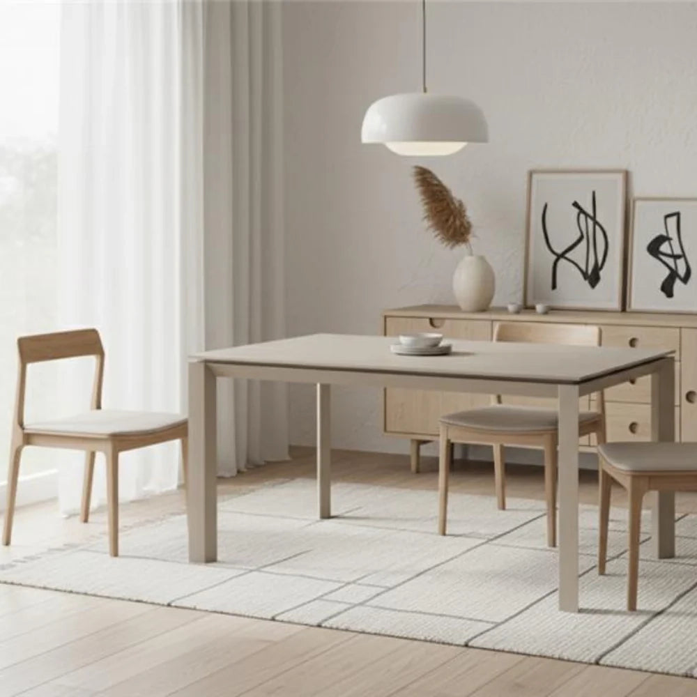 Tavolo da pranzo allungabile in ceramica sabbia Linear 140-220x90 cm fino a 10 posti | Duzzle
