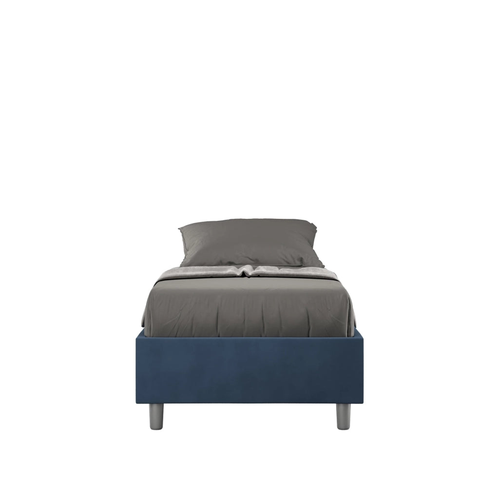 Letto Singolo Sommier 90x210 cm con Rete e Contenitore Azelia Blu