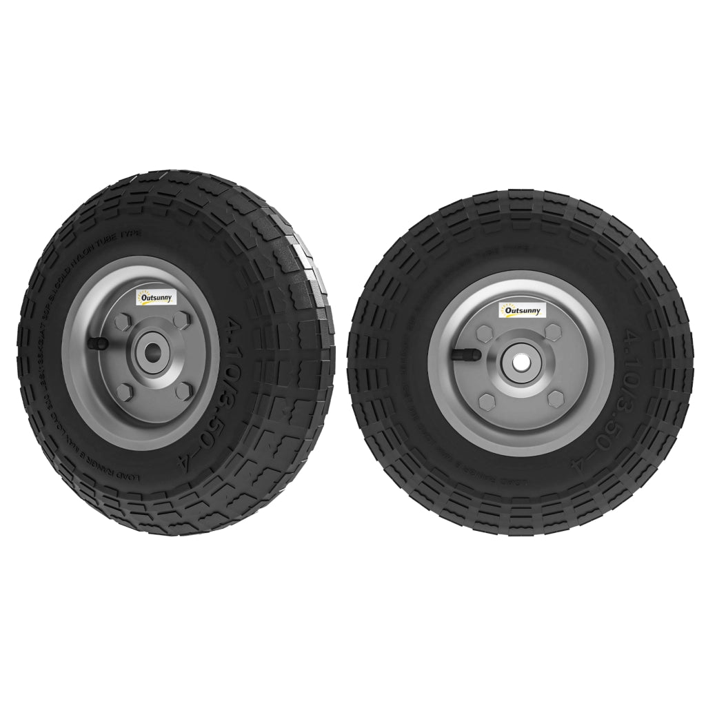 Set 2 Ruote di Ricambio per Carrello e Carriola in Gomma e Acciaio Ø25.5x7.5 cm Foro 16 mm Portata 80 kg Nero per Giardino e Bricolage