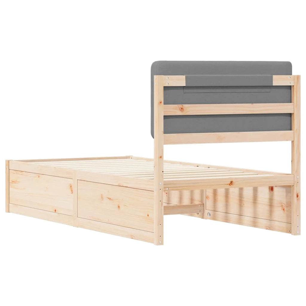 Letto con Testiera Rivestita Grigio chiaro 75 x 190 cm