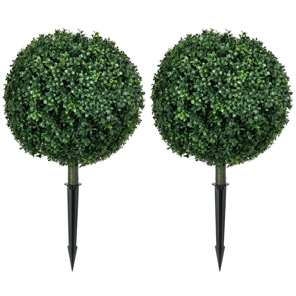 Pianta artificiale di bosso 2 pezzi con picchetti da terra; protezione UV; verde; Ø 40 × 70 cm per esterni