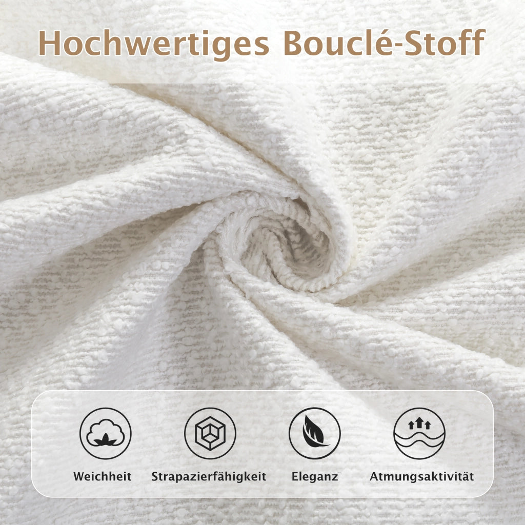 Letto imbottito 180 × 200 cm con rete a doghe e testiera imbottita in bouclé beige