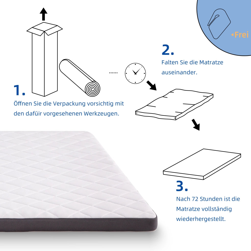 MATERASSO H3 in Schiuma con taglio a 7 zone Bianco e Grigio
