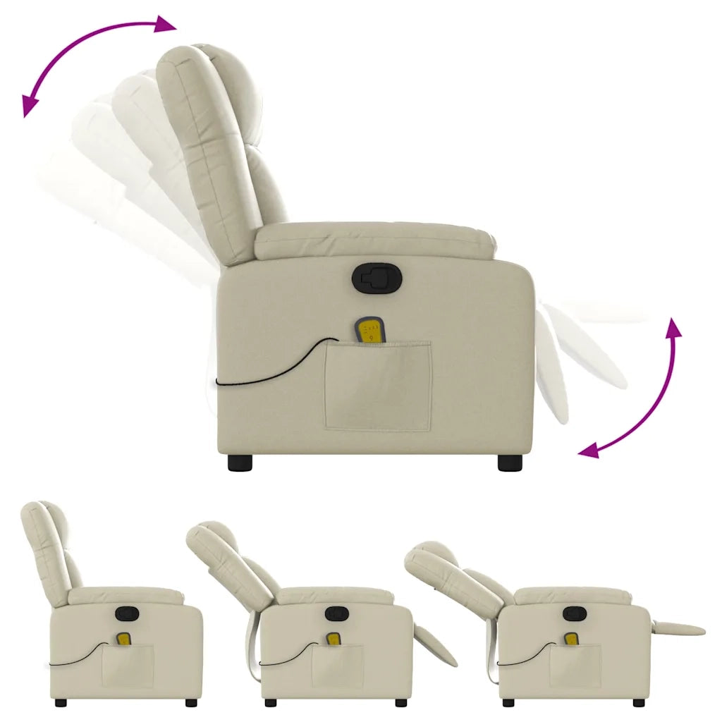 Poltrona da Massaggiante | Sedia Relax Reclinabile Crema Similpelle