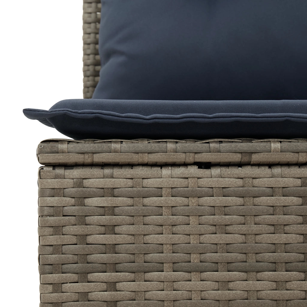 Divano da Giardino con Cuscini 3 Posti Grigio in Polyrattan 366165