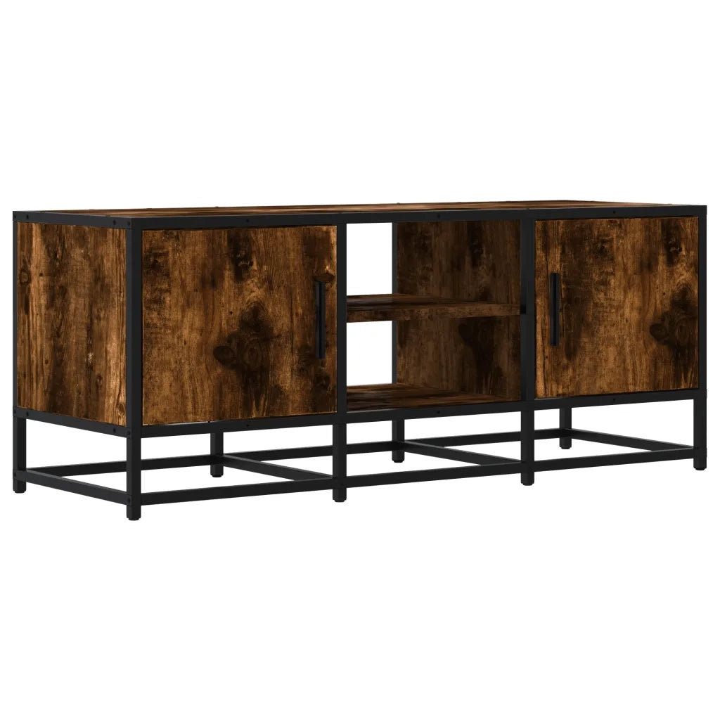 Mobile TV Rovere Fumo 100x35x41 cm Legno Multistrato e Metallo 848836