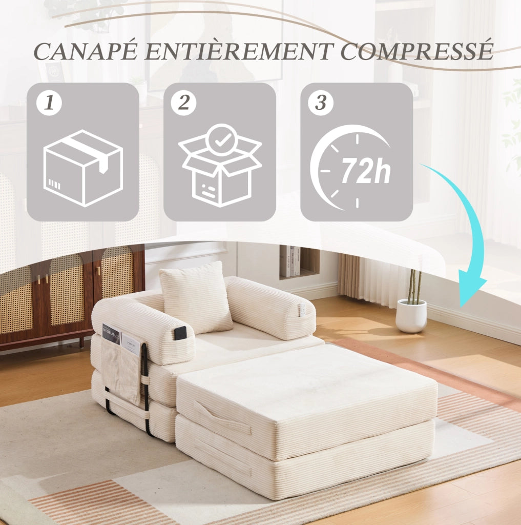 Divano modulare in tessuto a coste con poggiapiedi, struttura metallica stabile, design ergonomico e imbottitura spessa per comfort prolungato