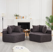 Poltrona singola esagonale in chenille morbido con design modulare e tre cuscini