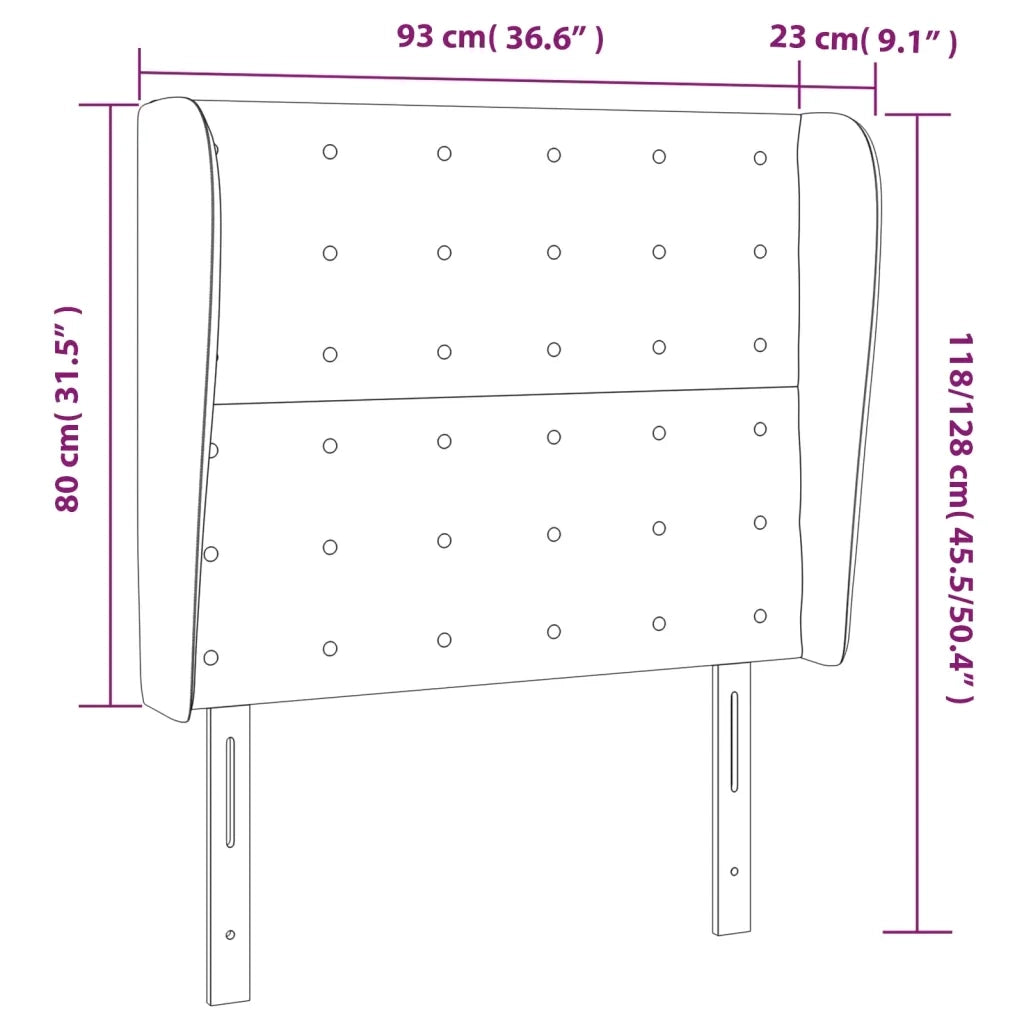 Testiera | Testata ad Orecchio Grigio Chiaro 93x23x118/128 cm in Velluto