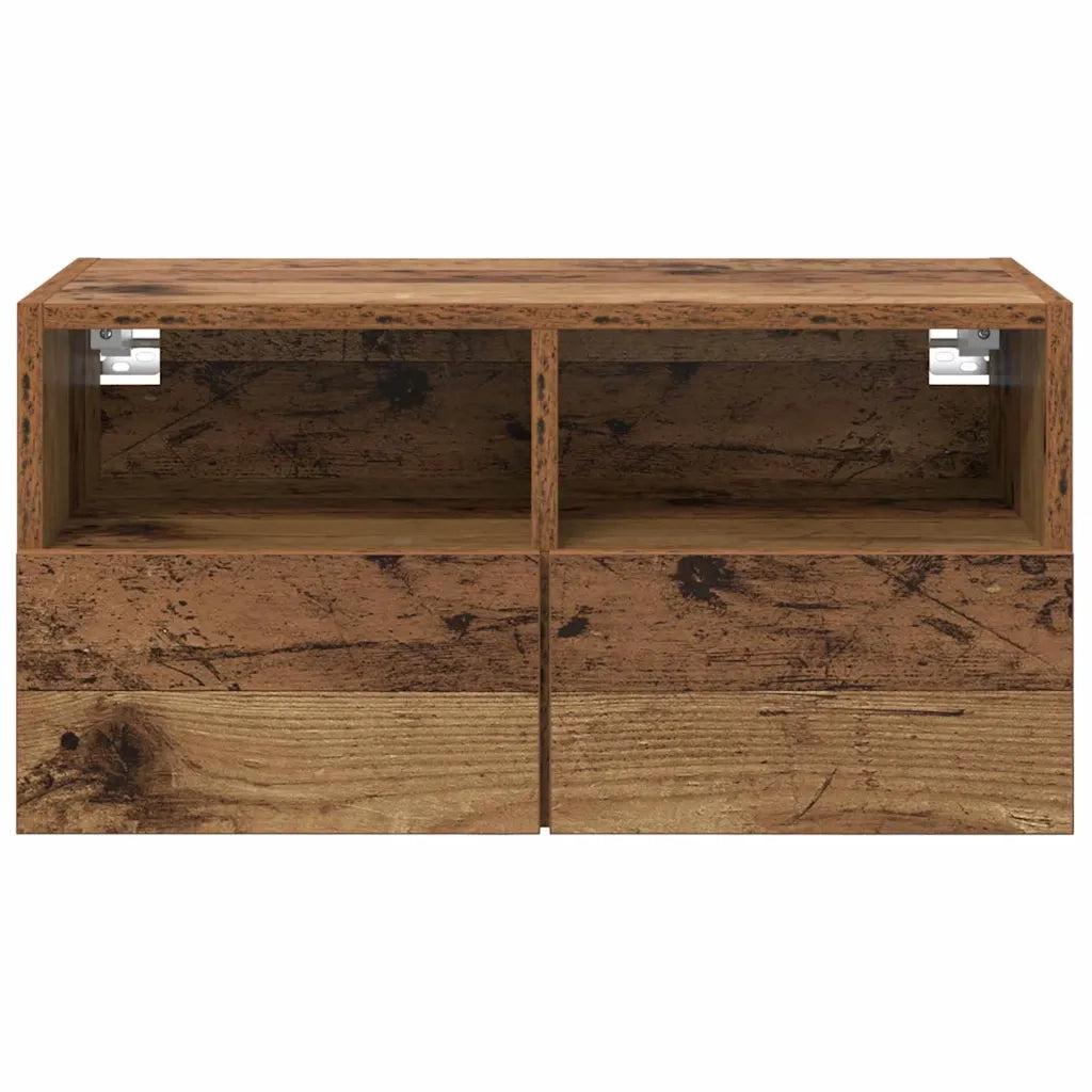 Mobile TV a parete dal design moderno con pratico vano contenitore 60 x 30 x 30 cm legno composito finitura legno anticato 02_0052784