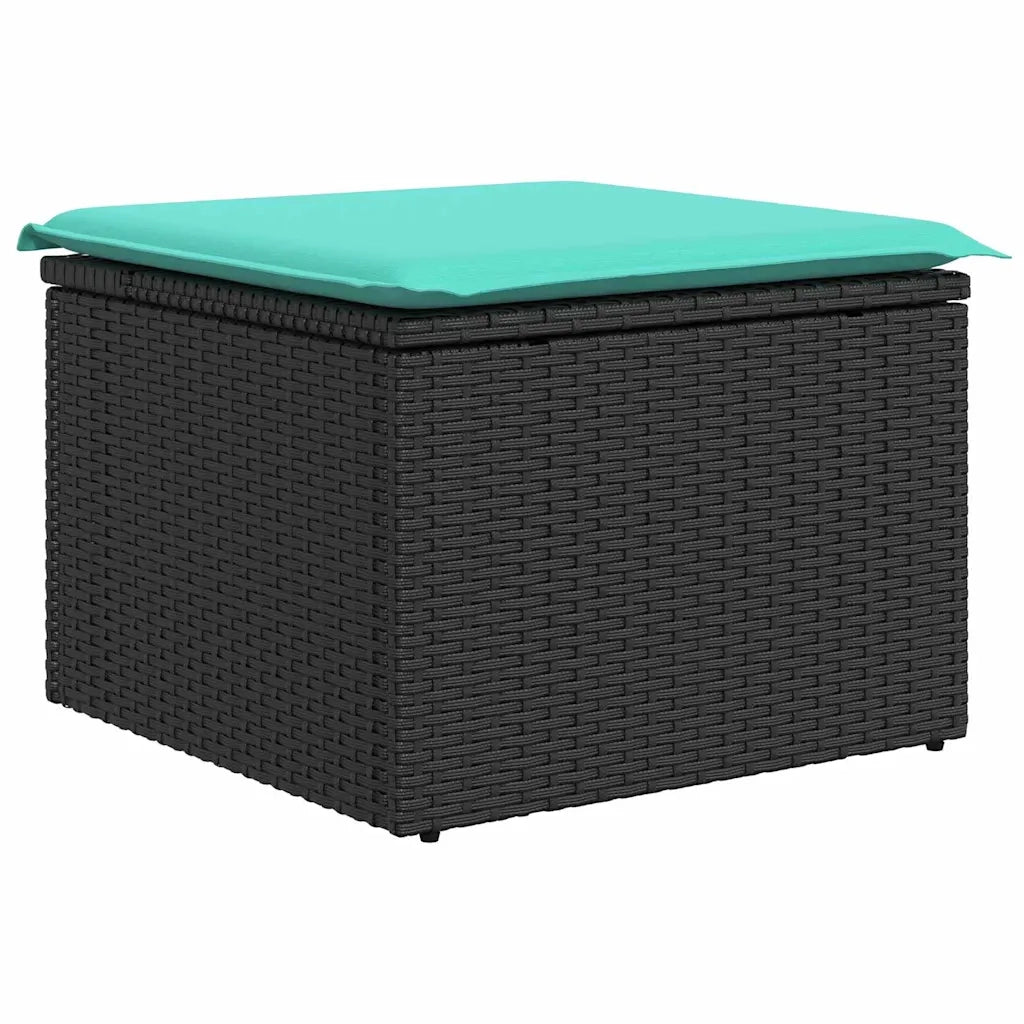 Set Divano da Giardino 8 pz Nero e Blu polyrattan 3349232