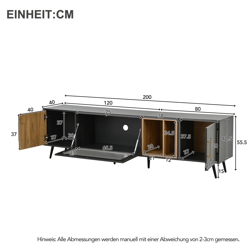 MOBILE TV 200x40x55,5 cm MDF Grigio e Marrone