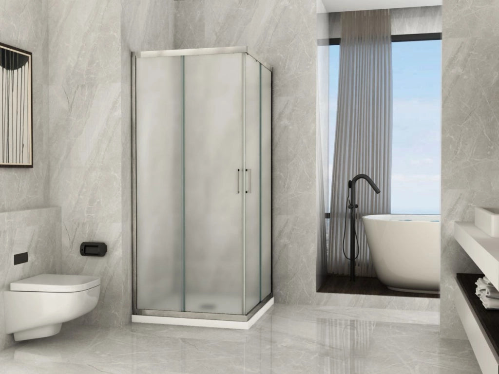 Box doccia Cristallo 6 mm OPACO  apertura Angolare Scorrevole Reversibile - Misura: 70 x 90 x h190 cm