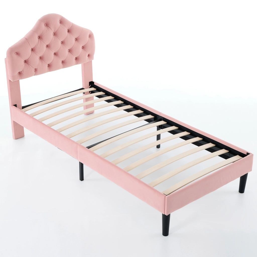 letto imbottito velluto rosa 90 x 200 cm