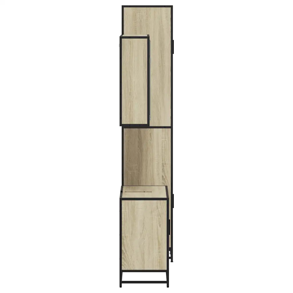 Set Mobili da Bagno | Armadio da bagno 3 pz Rovere Sonoma in Legno Multistrato