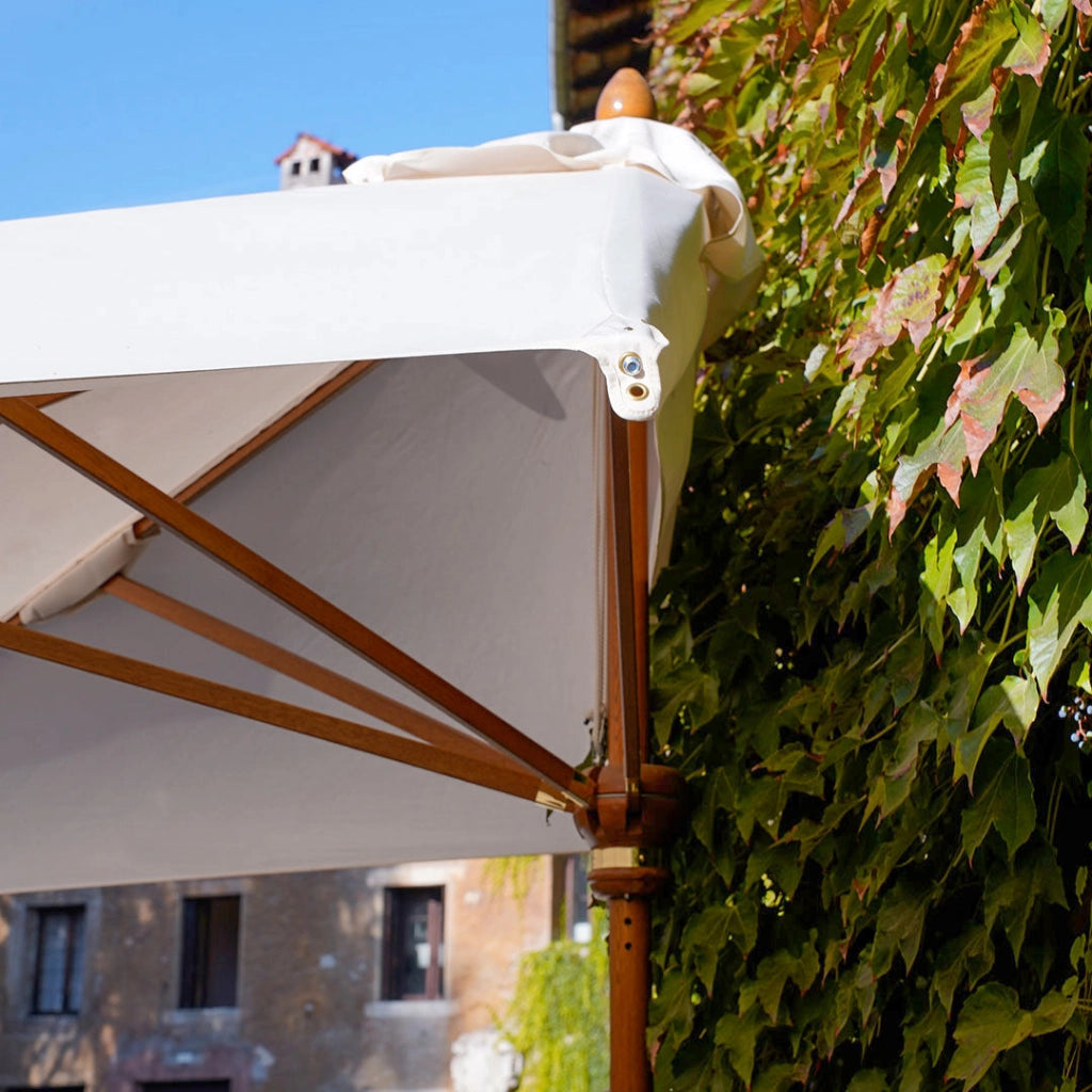 Mezzo Ombrellone da Giardino 1,5x3m Palo in Legno Ecrù