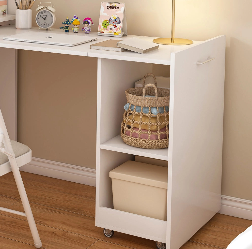 Mobile contenitore con scrivania estraibile 2 in 1 in MDF bianco HOMVRA