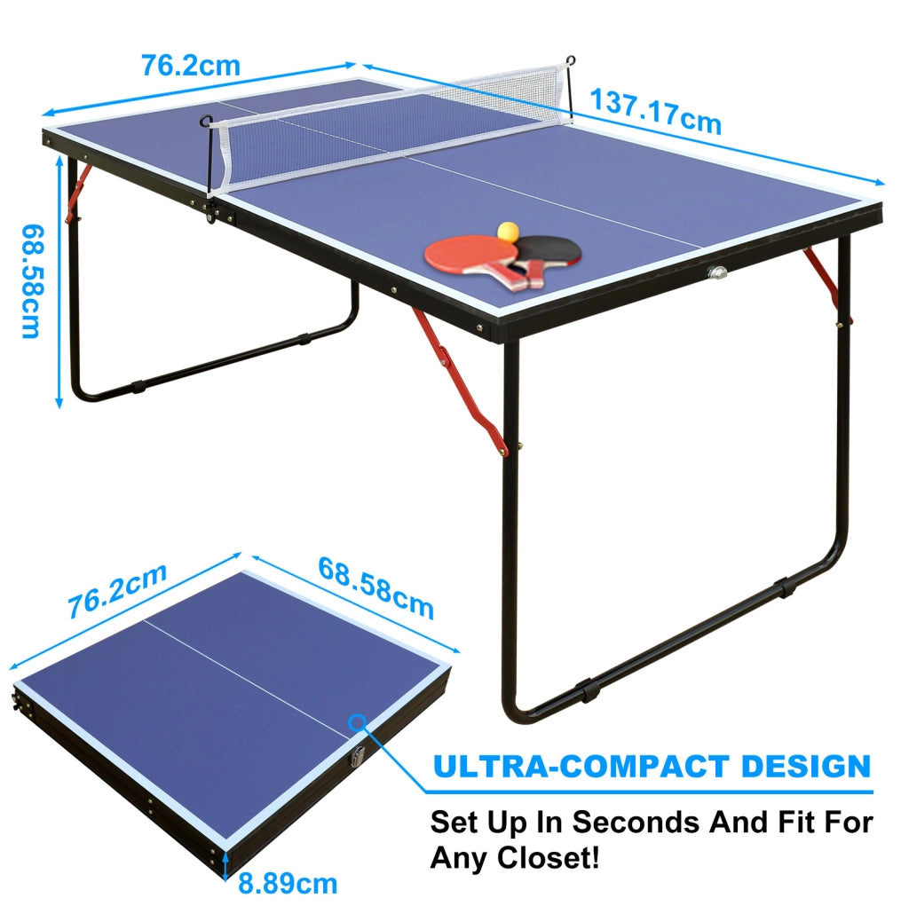 Tavolo da ping pong pieghevole 137，17x76，2 cm MDF blu per interno ed esterno con rete