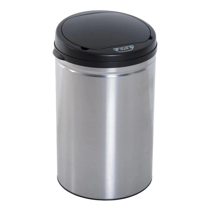 Pattumiera automatica con sensore a infrarossi da 30 l in acciaio inox nera con coperchio antiodore
