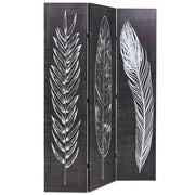 Divisorio Ambienti | Divider per stanze | Paravento Pieghevole 120x170 cm Stampa Piume Bianco e Nero