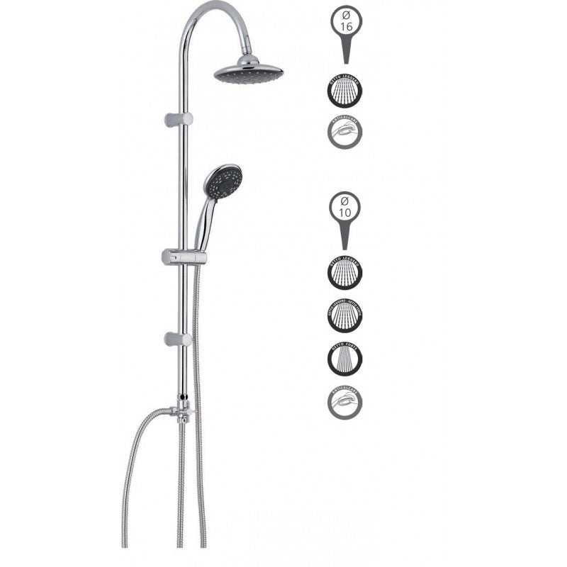 Colonna doccia  in acciaio inox  cromato con doccetta  ALPHA metaform
