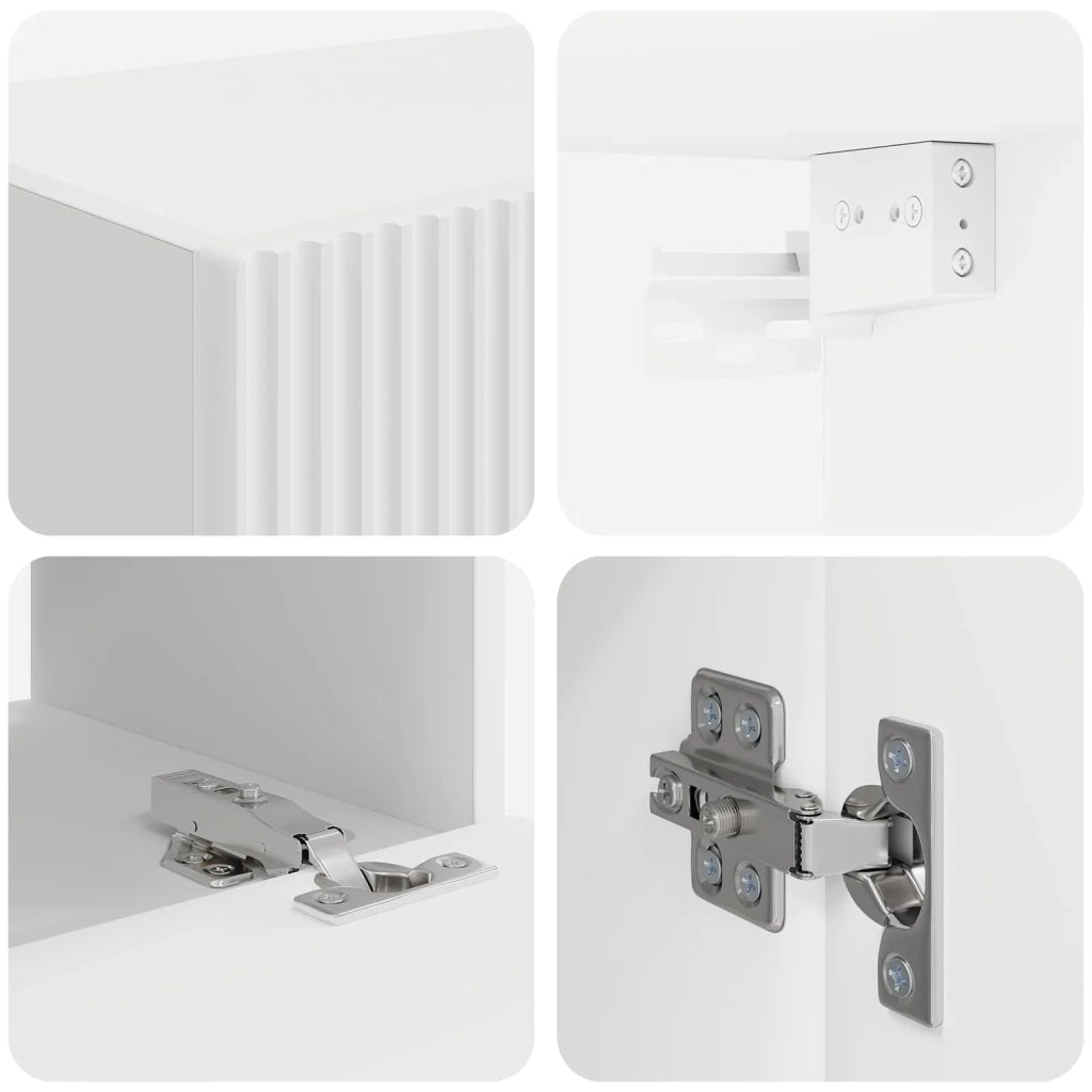 Set di Mobiletto da TV a Parete 4 pz | Armadietto TV | Mobile Porta TV Bianco Legno multistrato