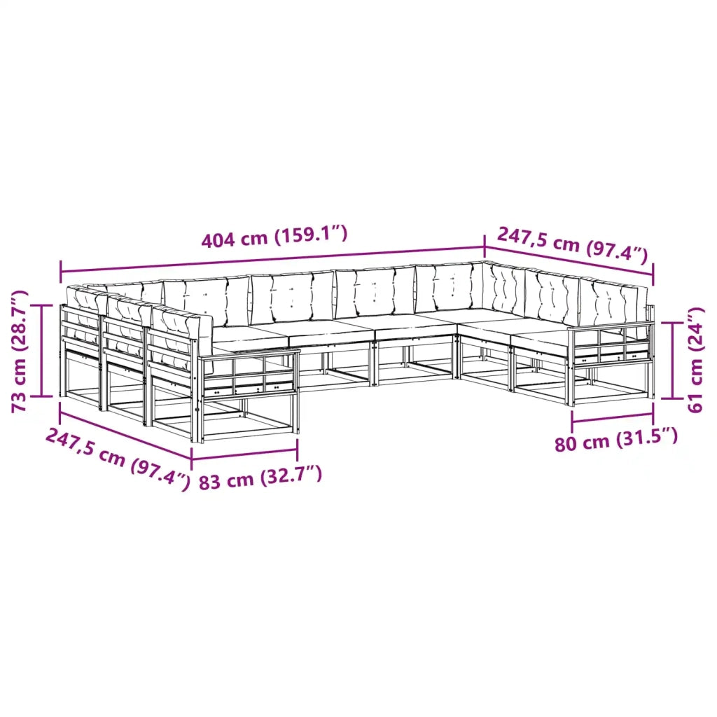 Set di divani da esterno 9 pz Bianco e Beige 3387047