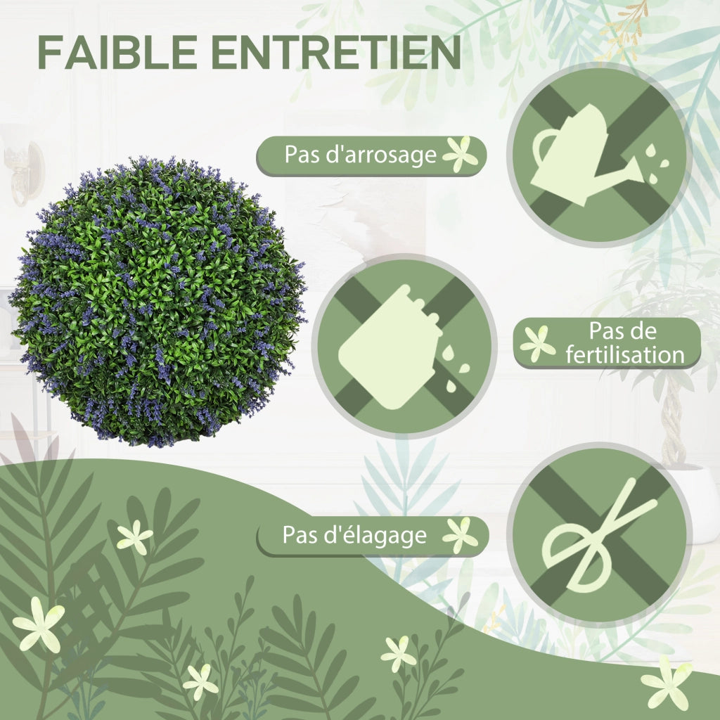 Palle topiaria artificiale 2 pezzi ¨C Minimal ¨C viola e verde ?42 cm