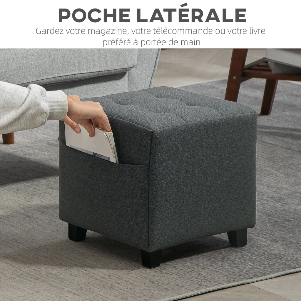 Pouf imbottito con tasche laterali ¨C Minimal ¨C Grigio 35x35x35 cm
