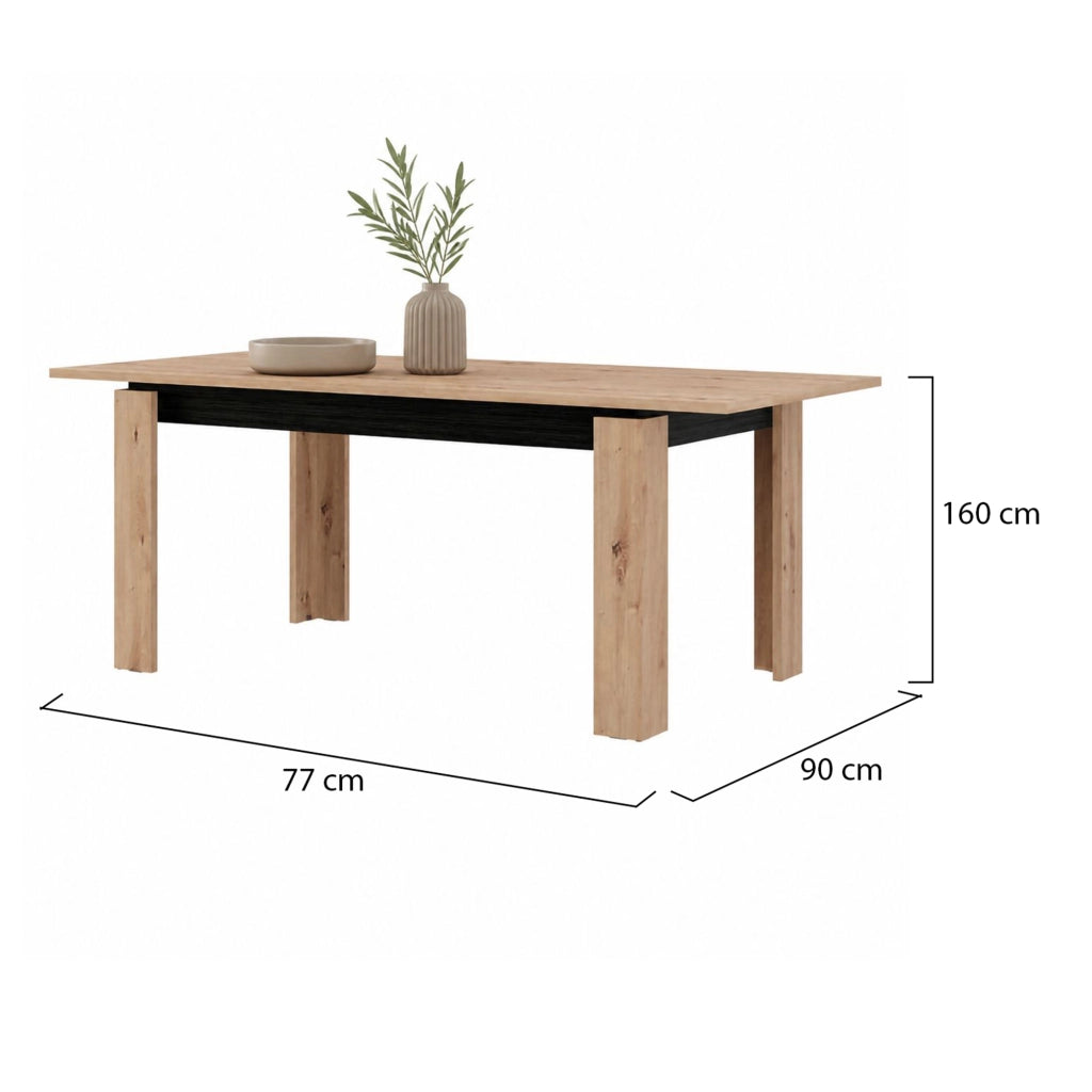 Ulass, Tavolo Fisso 8 Posti, 160x90x77h cm Marrone Rovere Nodi