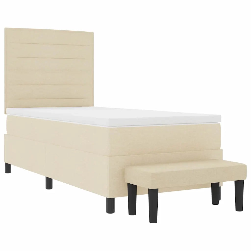 Letto a molle con testiera Crema 90 x 200 cm Tessuto 3343965