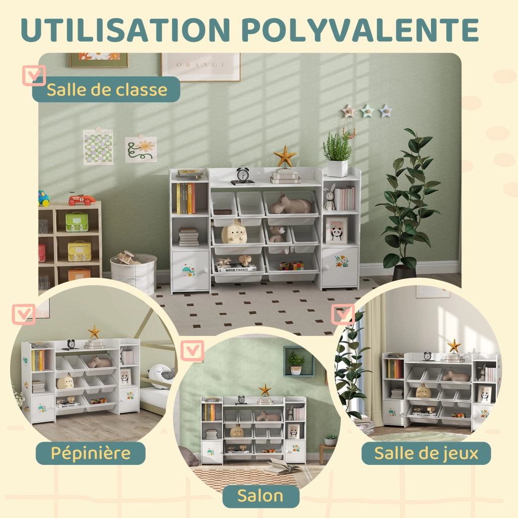 Scaffale portagiochi con 8 cassetti ¨C Xylo ¨C Bianco 140x30x90 cm