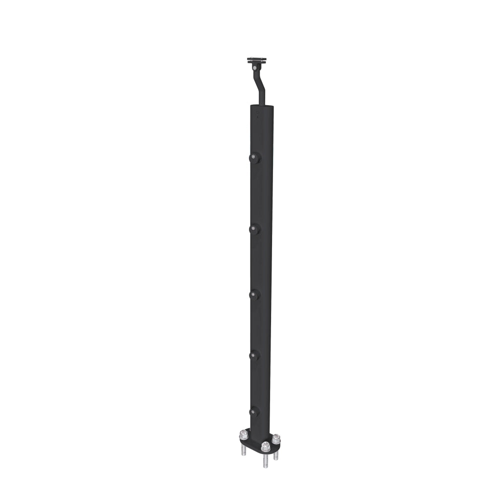 Ringhiera Parapetto in Alluminio Nero Opaco 100x100cm a Fissaggio a Pavimento, con supporto di collegamento a Parete
