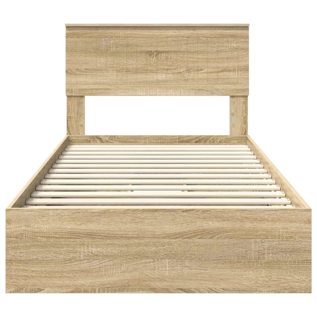 Letto con Contenitore con testiera Rovere Sonoma 100 x 200 cm 3410828